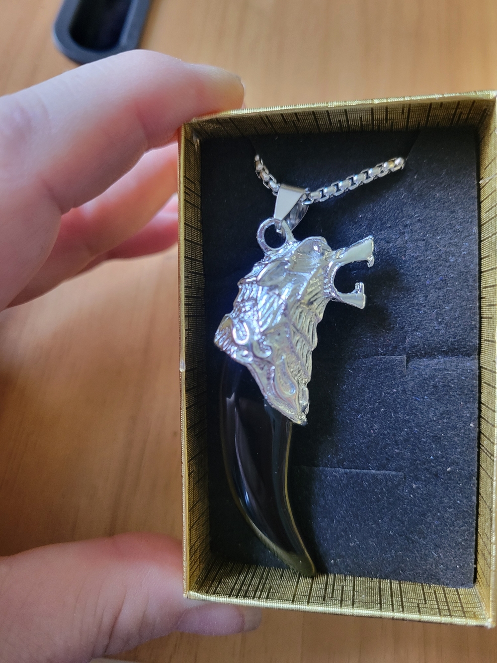 🧋NEW🧋Stainless Steel Wolf Head Black  Pendant Necklace